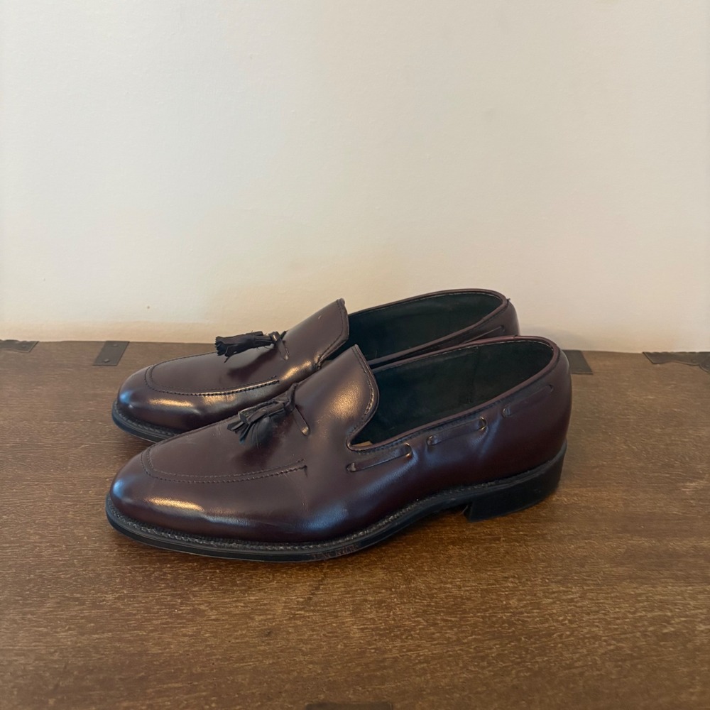 Sears Mens Vintage Burgundy Leather Tassel Loafers Oxblood Dress Shoes Size 8